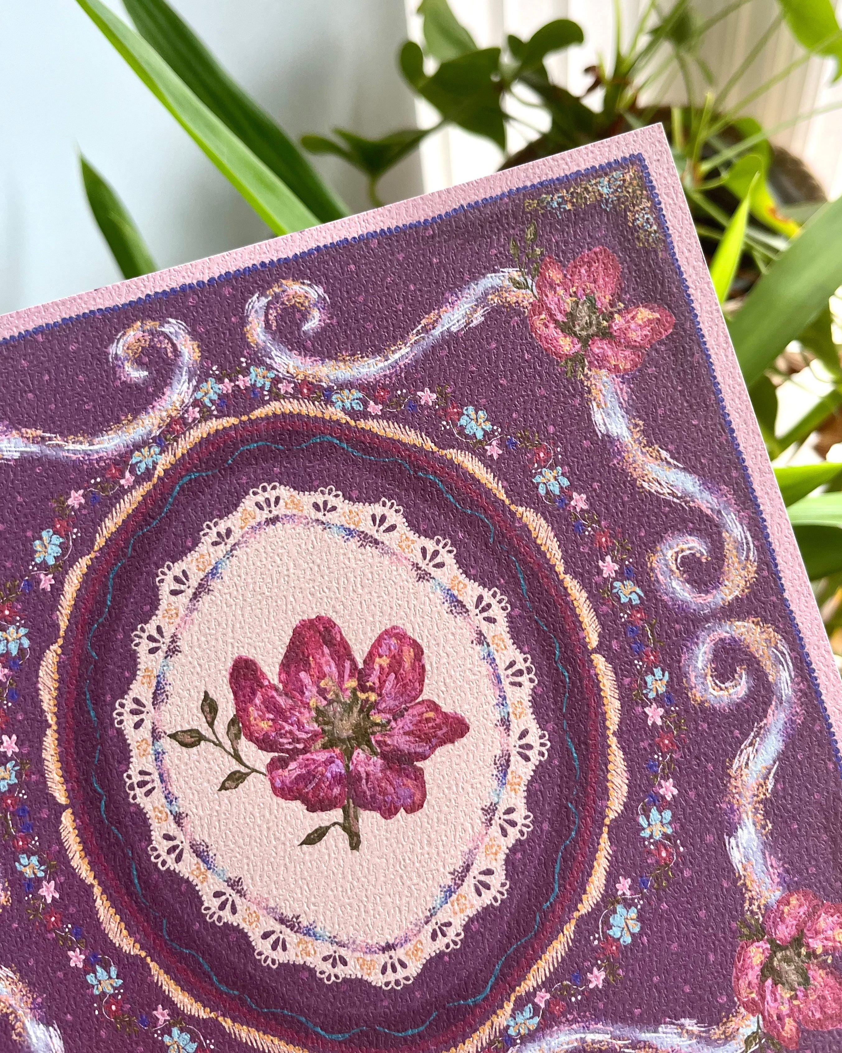 "Amethyst Reverie" Vintage Floral Art Print