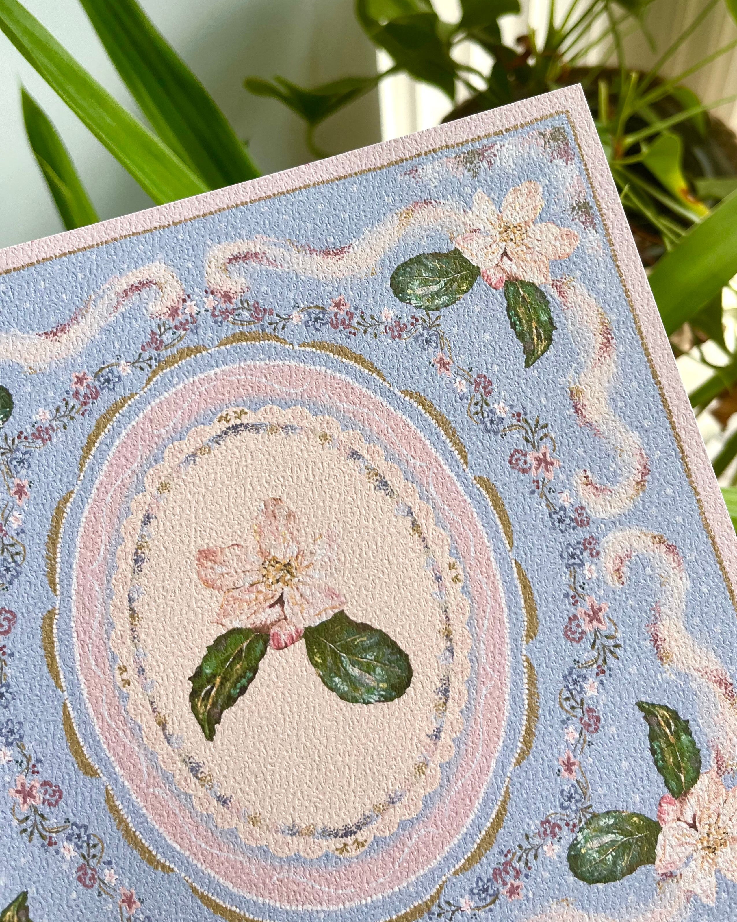 "Periwinkle Reverie" Vintage Floral Art Print