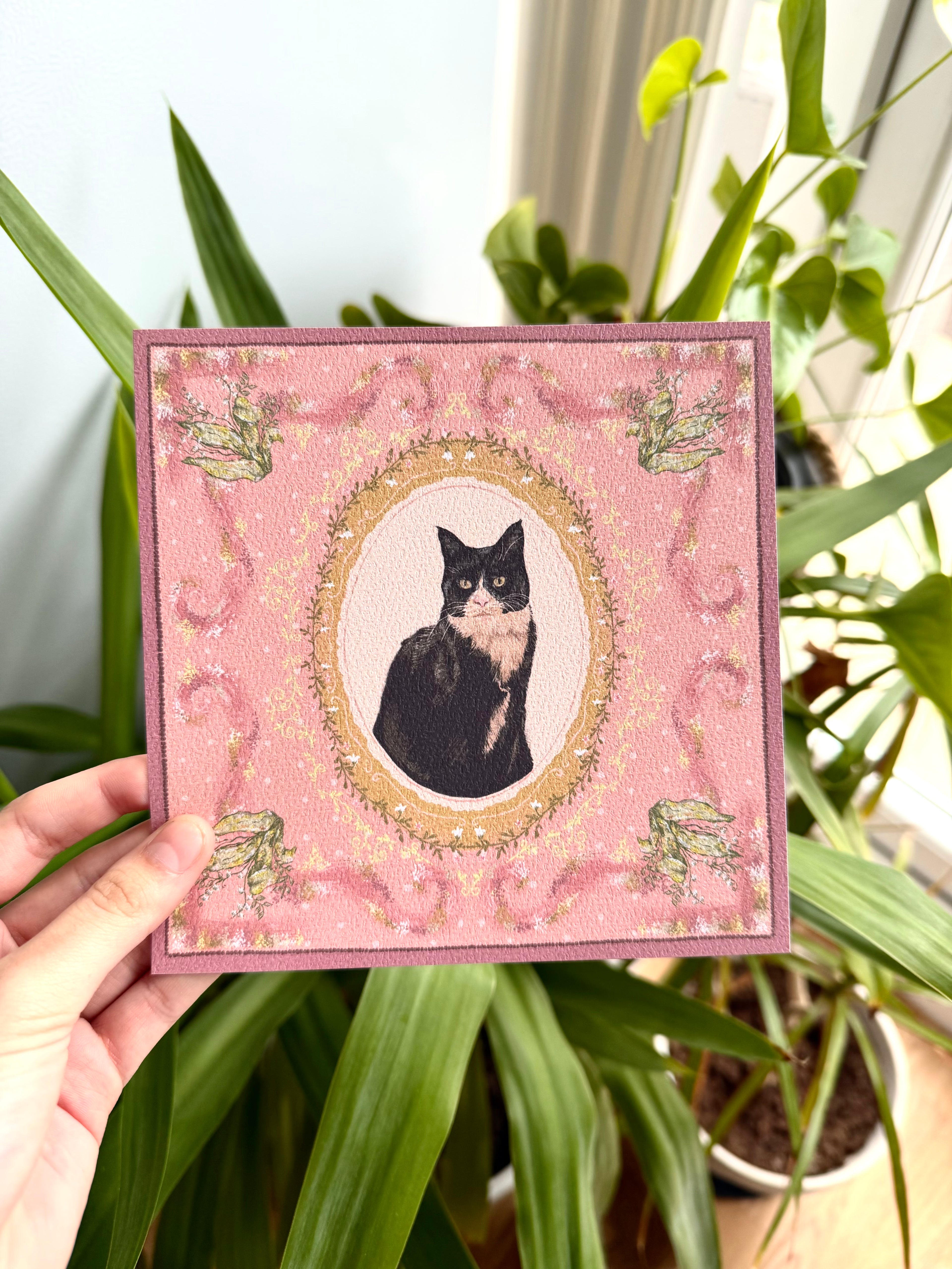 "Lily Reverie" Tuxedo Cat Art Print
