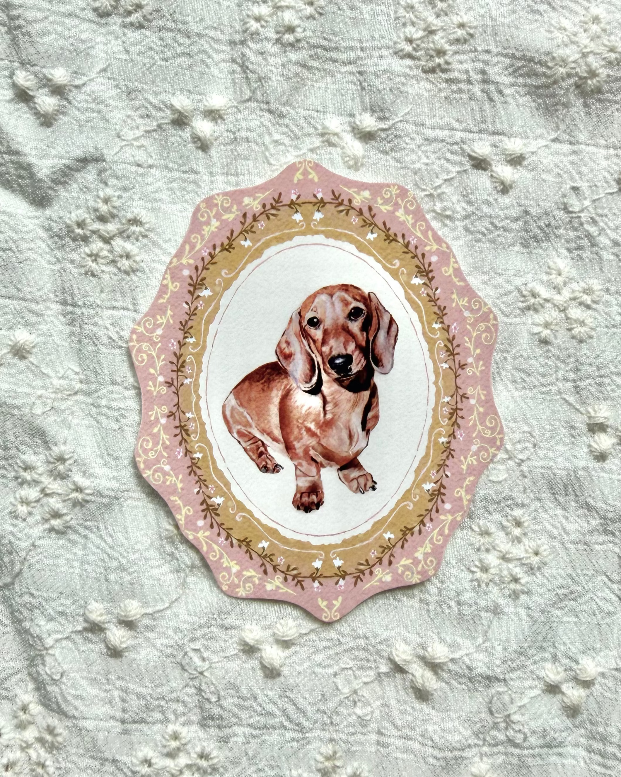 "Lily Reverie" Miniature Red Smooth-Haired Dachshund Sticker