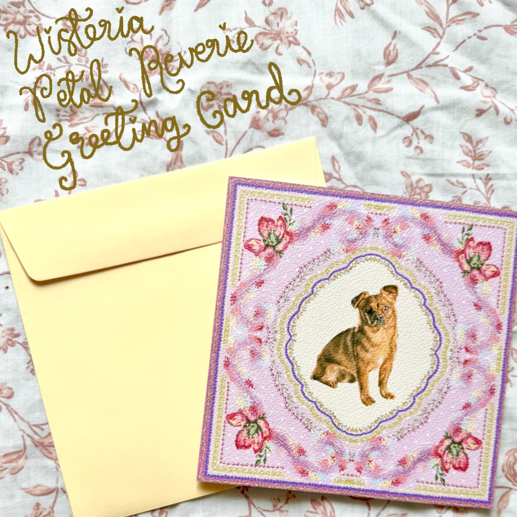 "Wisteria Petal Reverie" Fawn Smooth Coat Chihuahua Greeting Card