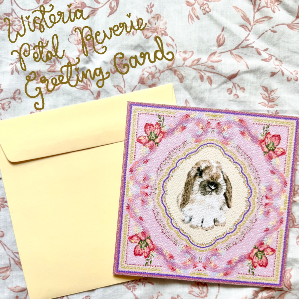 "Wisteria Petal Reverie" Broken Fawn Holland Lop Greeting Card
