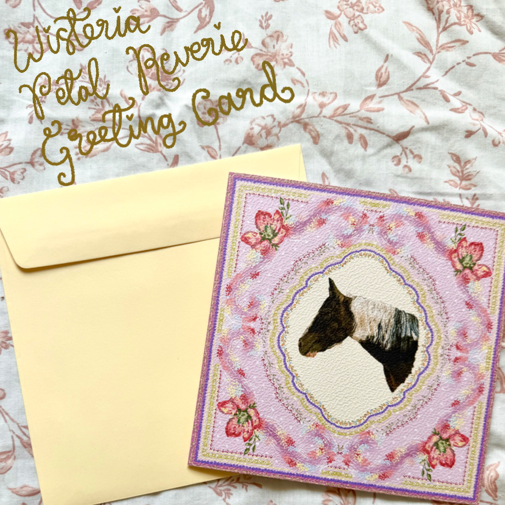 "Wisteria Petal Reverie" Bay Gypsy Cob Greeting Card