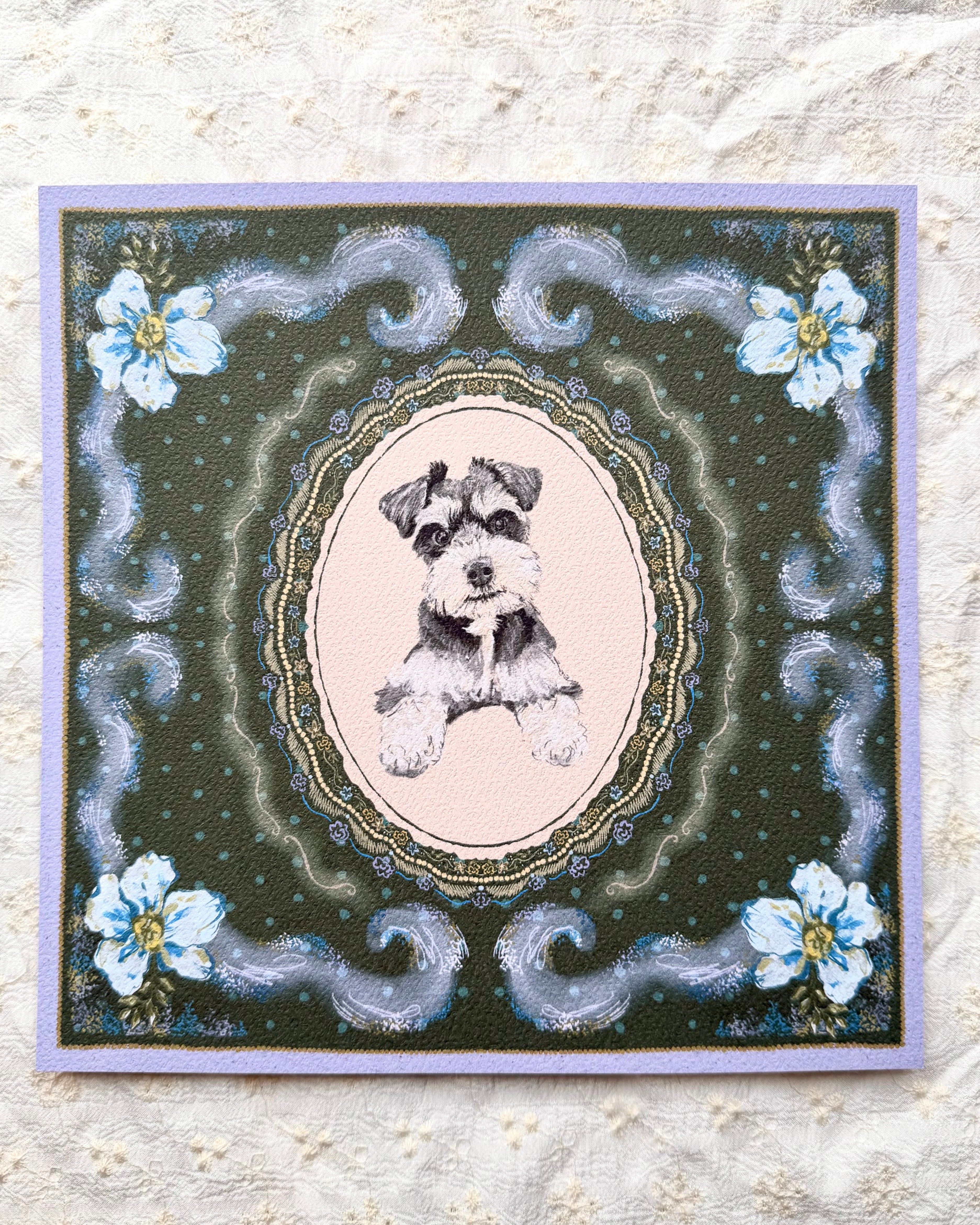 "Verdant Reverie" Miniature Salt & Pepper Schnauzer Art Print