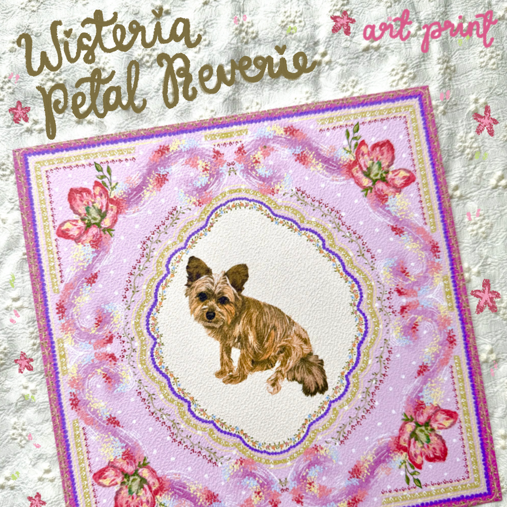 "Wisteria Petal Reverie" Wheaten Cairn Terrier Art Print