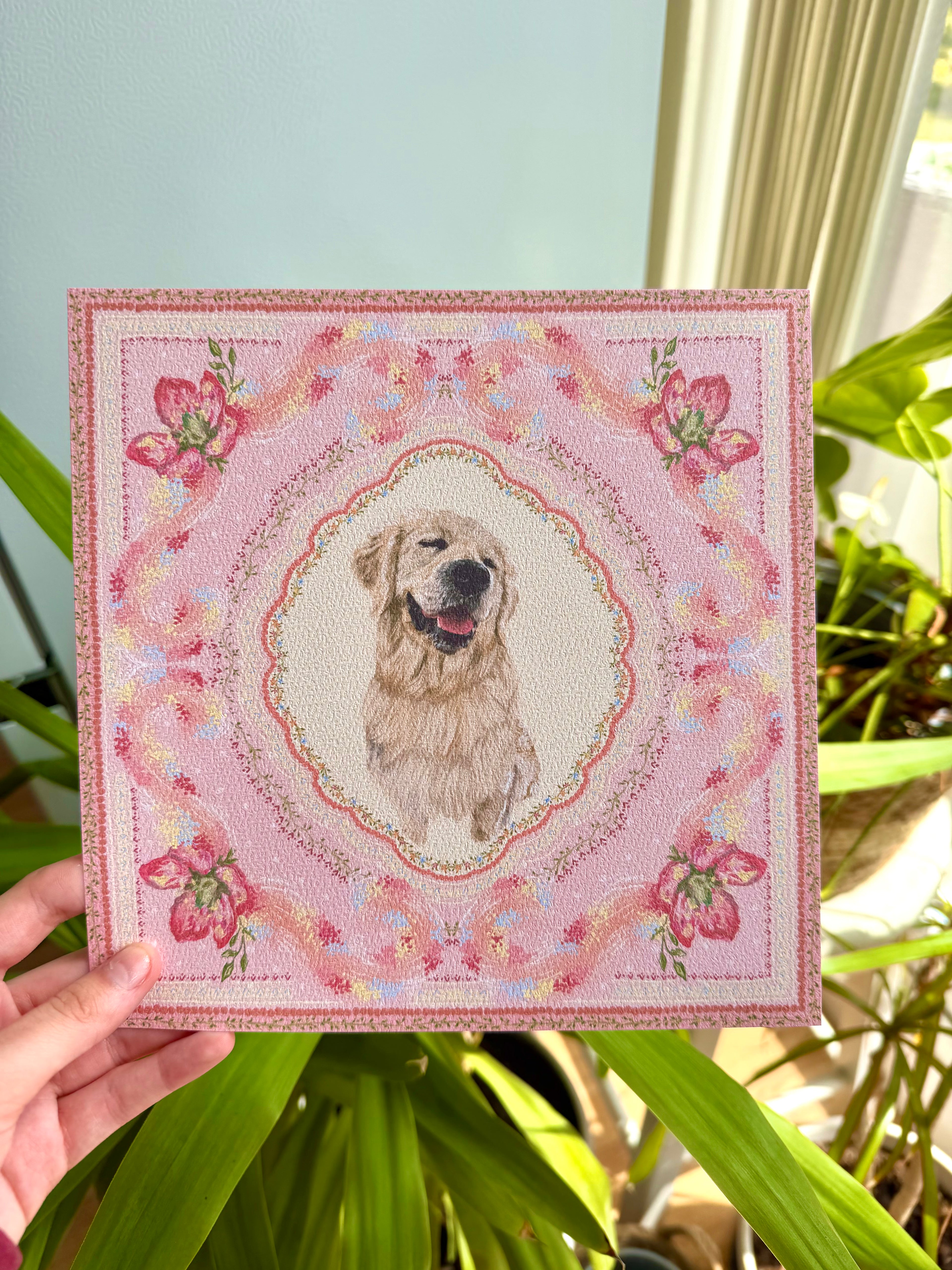 "Rose Petal Reverie" Hand-Illustrated Personalised Pet Portrait Print
