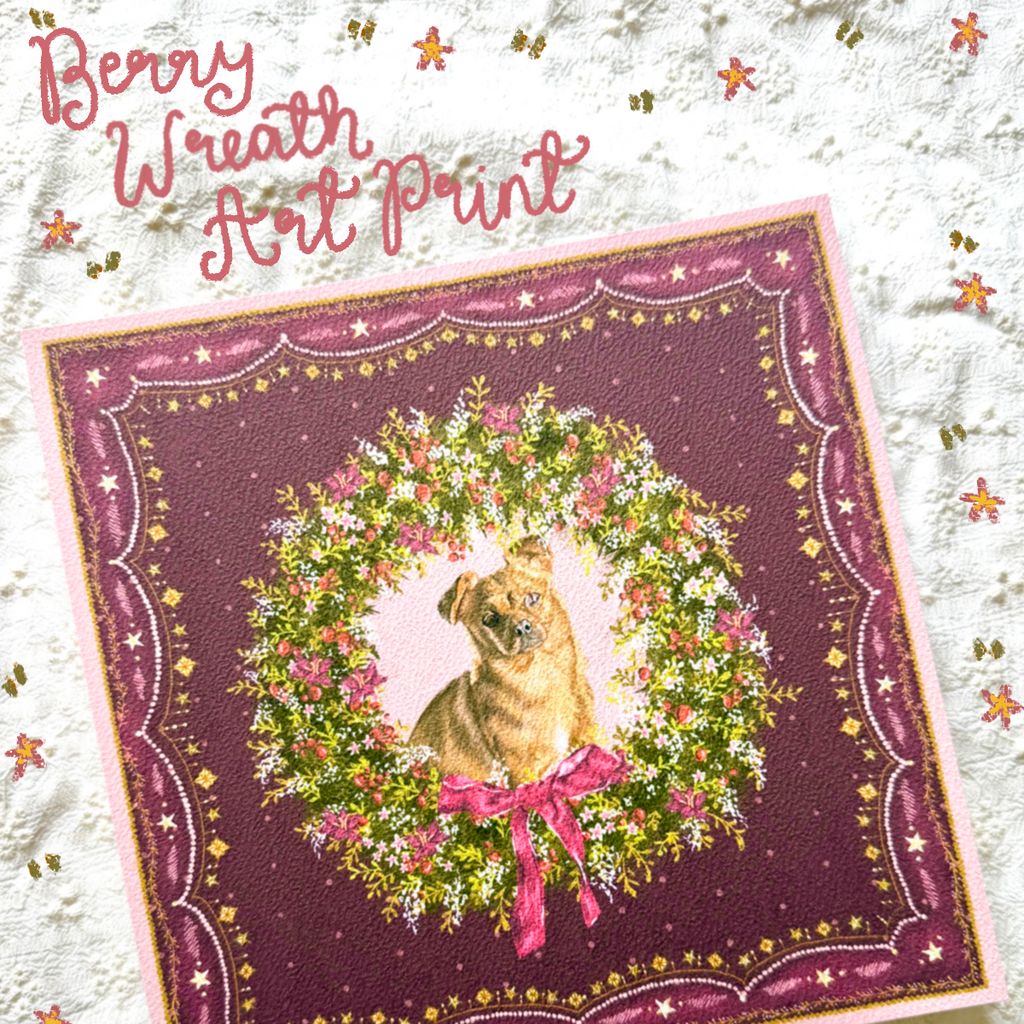 "Berry Wreath" Fawn Smooth Coat Chihuahua Christmas Art Print
