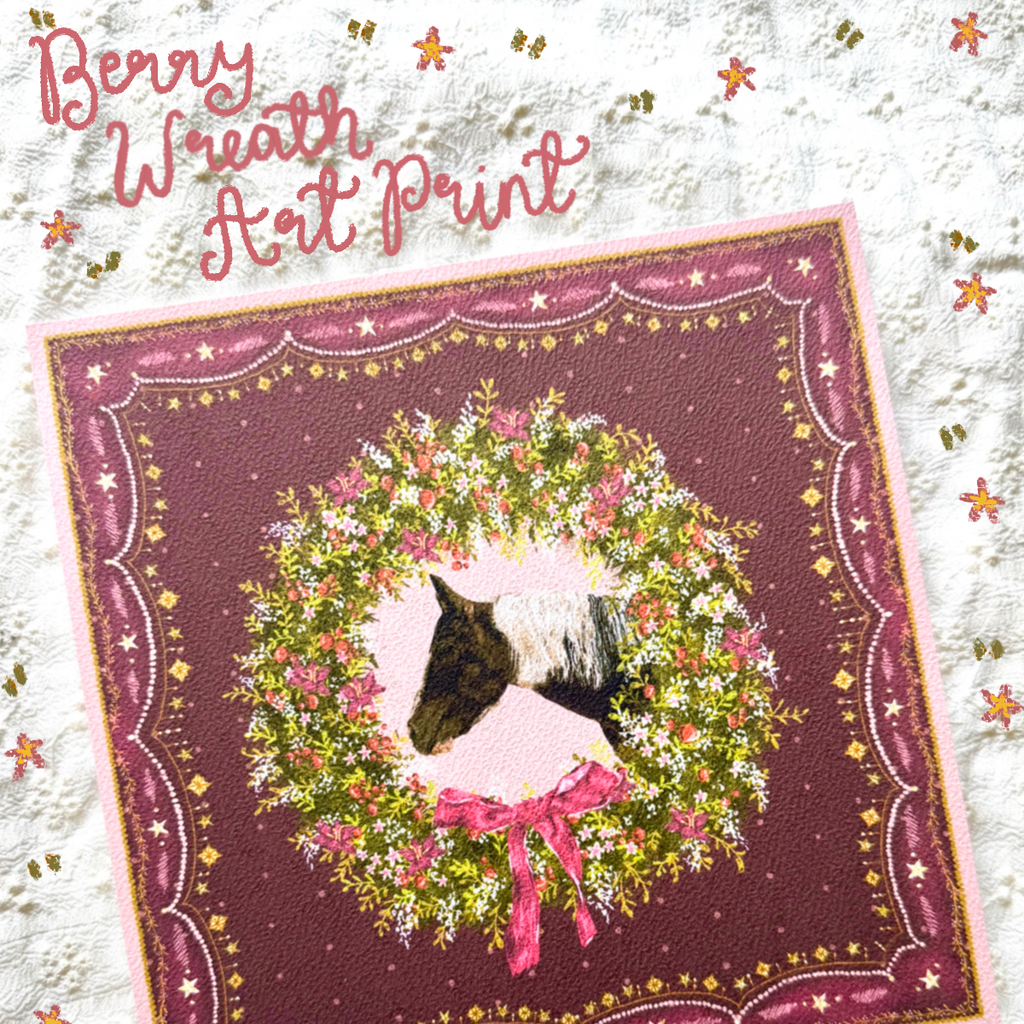 "Berry Wreath" Bay Gypsy Cob Christmas Art Print