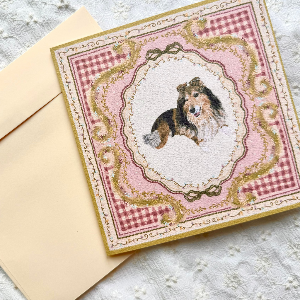 "Sugarplum" Sable & White Rough Collie Christmas Greeting Card