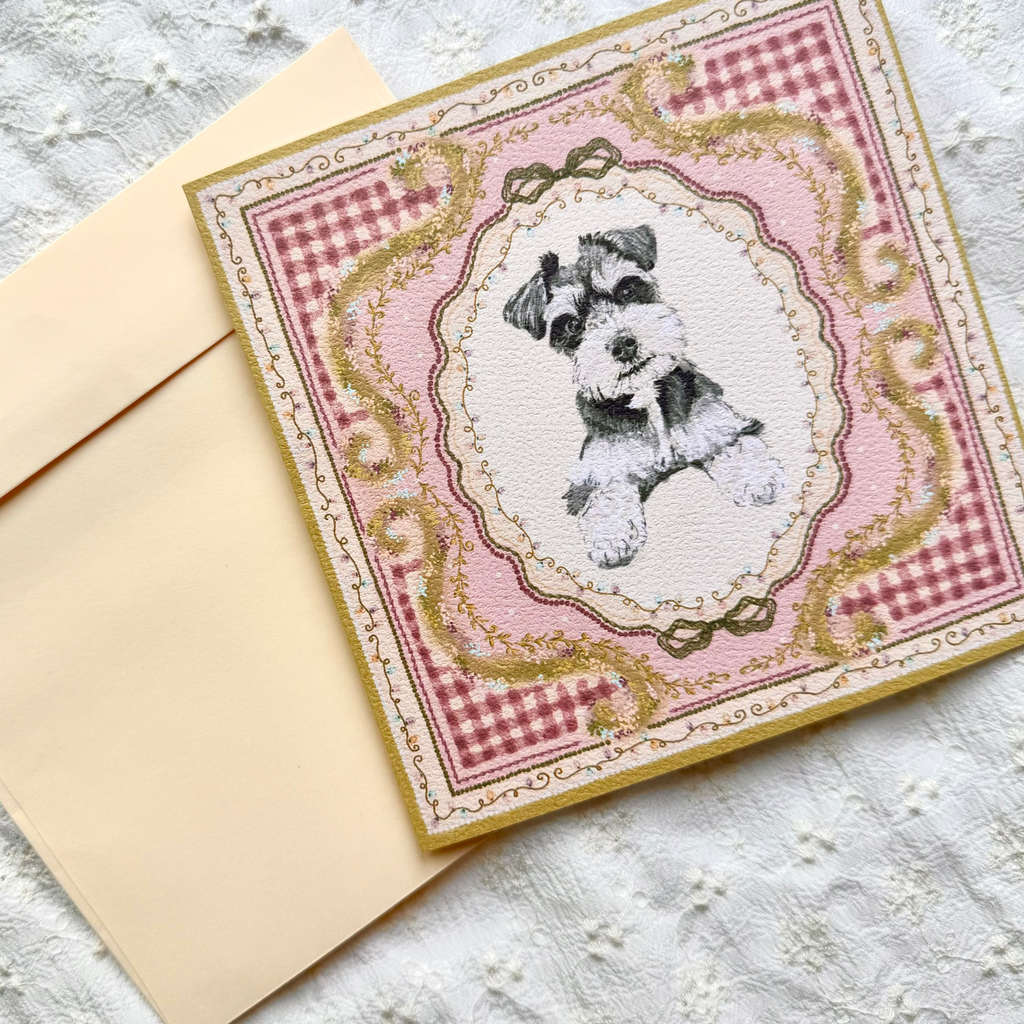 "Sugarplum" Miniature Salt & Pepper Schnauzer Christmas Greeting Card