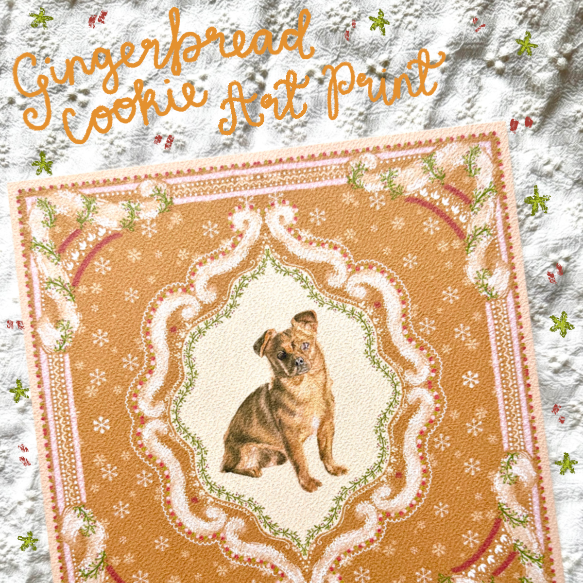 "Gingerbread Cookie" Fawn Smooth Coat Chihuahua Christmas Art Print