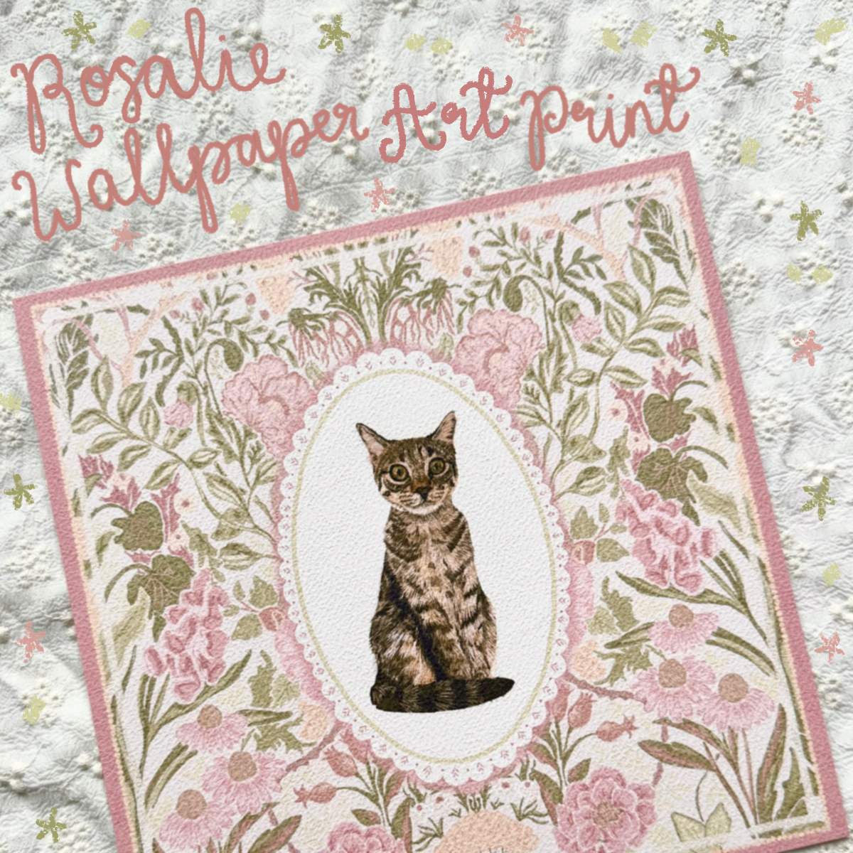 "Rosalie Wallpaper" Brown Mackerel Domestic Shorthair Cat #3 Art Print