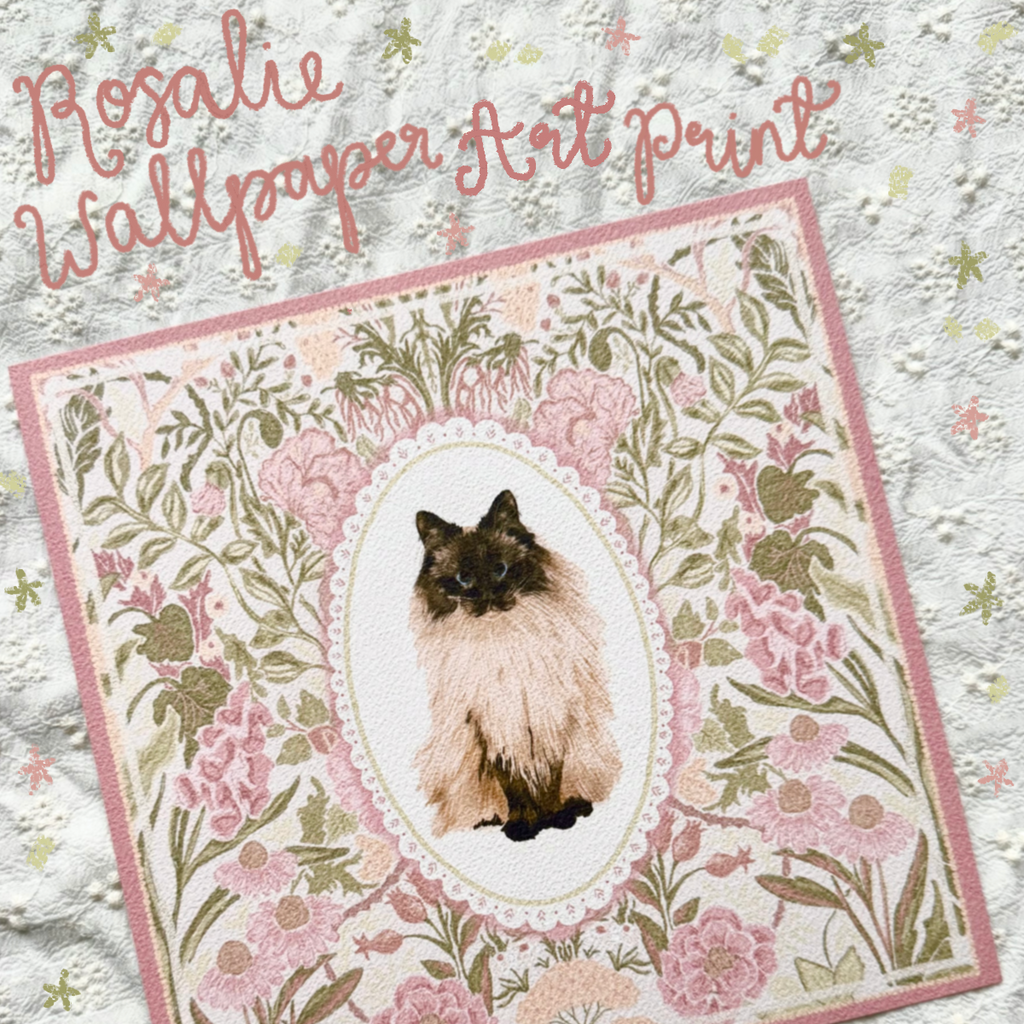 "Rosalie Wallpaper" Seal Point Ragdoll Cat Art Print