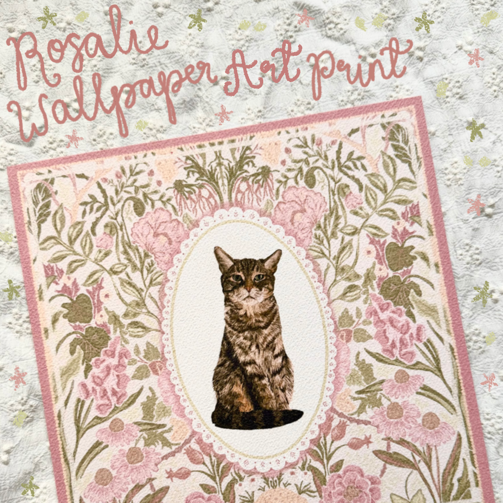 "Rosalie Wallpaper" Brown Mackerel Domestic Shorthair Cat #2 Art Print