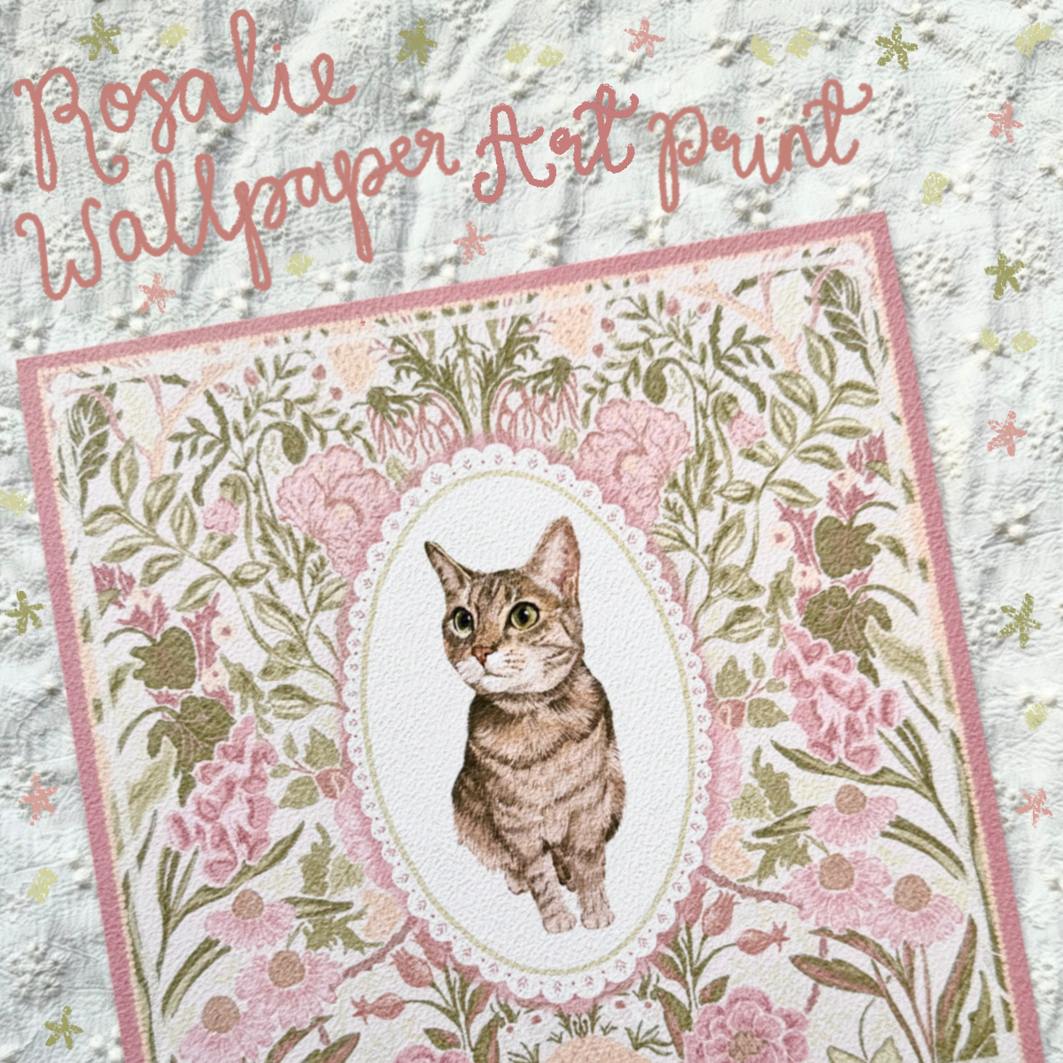 "Rosalie Wallpaper" Brown Tabby Domestic Shorthair Cat #2 Art Print