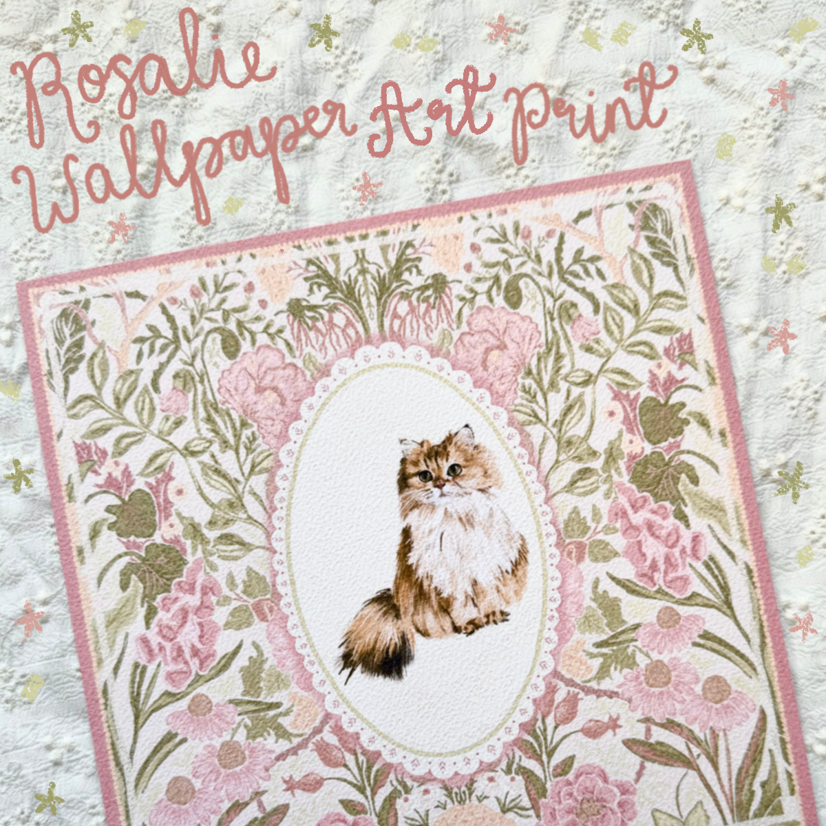 "Rosalie Wallpaper" Golden Chinchilla Persian Cat Art Print