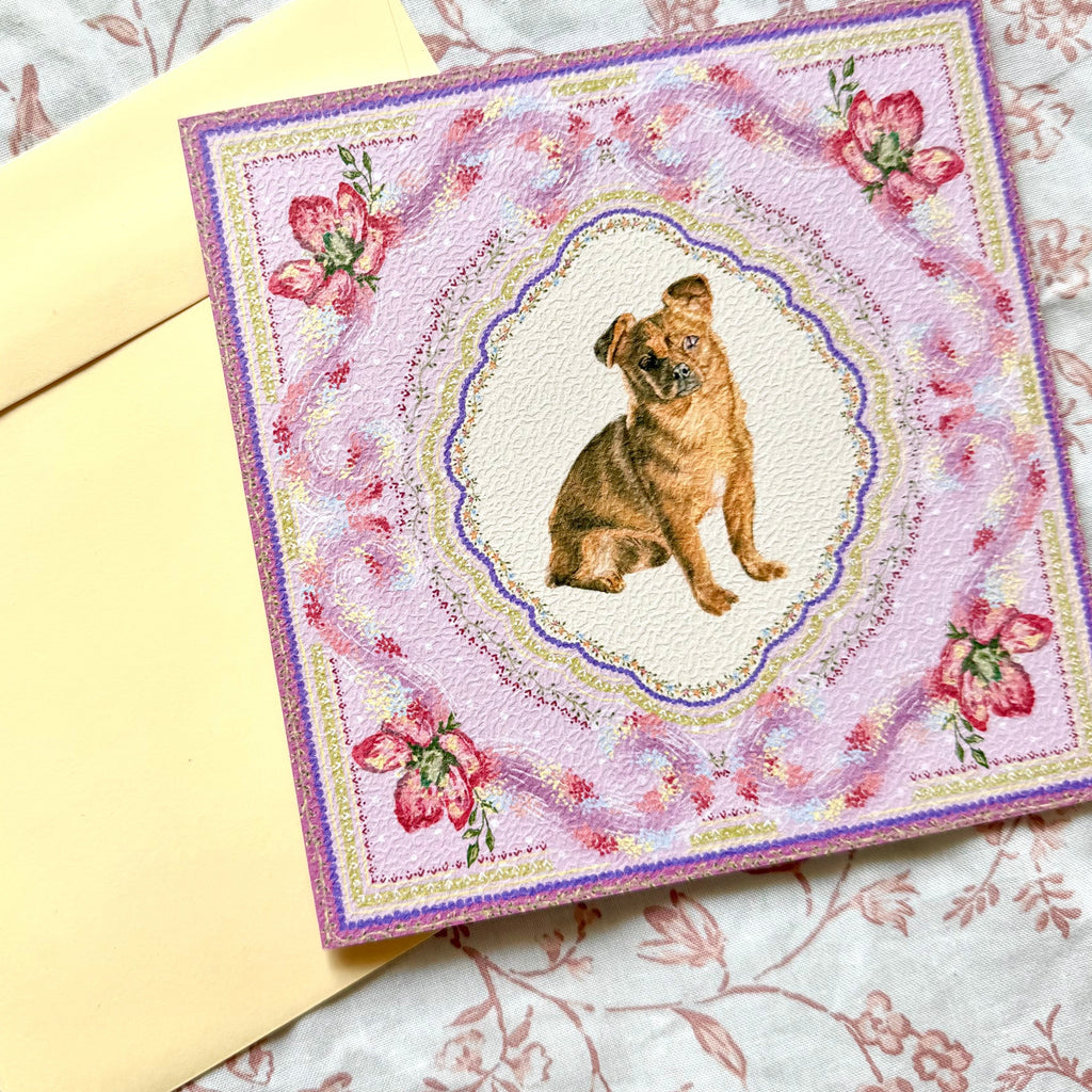 "Wisteria Petal Reverie" Fawn Smooth Coat Chihuahua Greeting Card