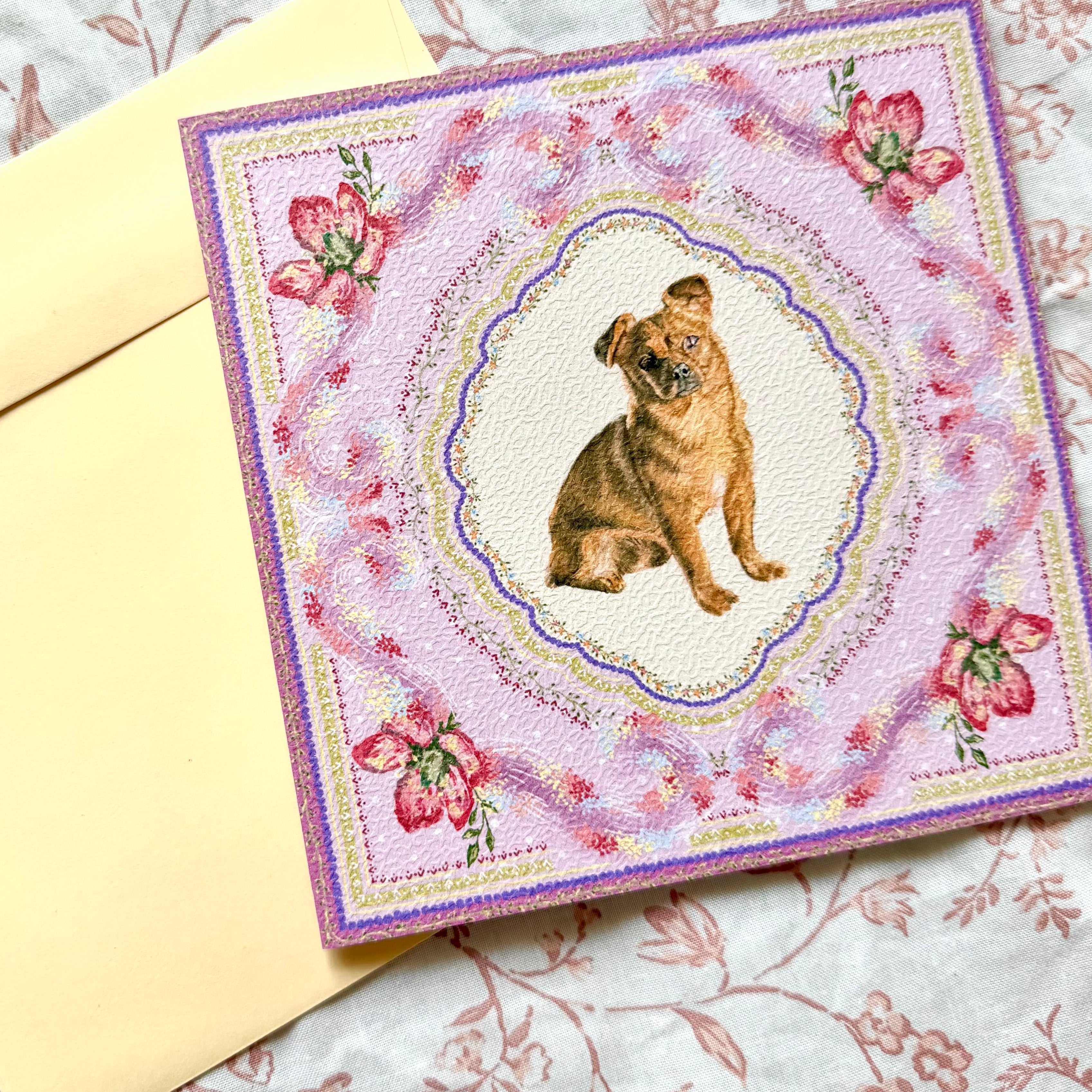 "Wisteria Petal Reverie" Fawn Smooth Coat Chihuahua Greeting Card