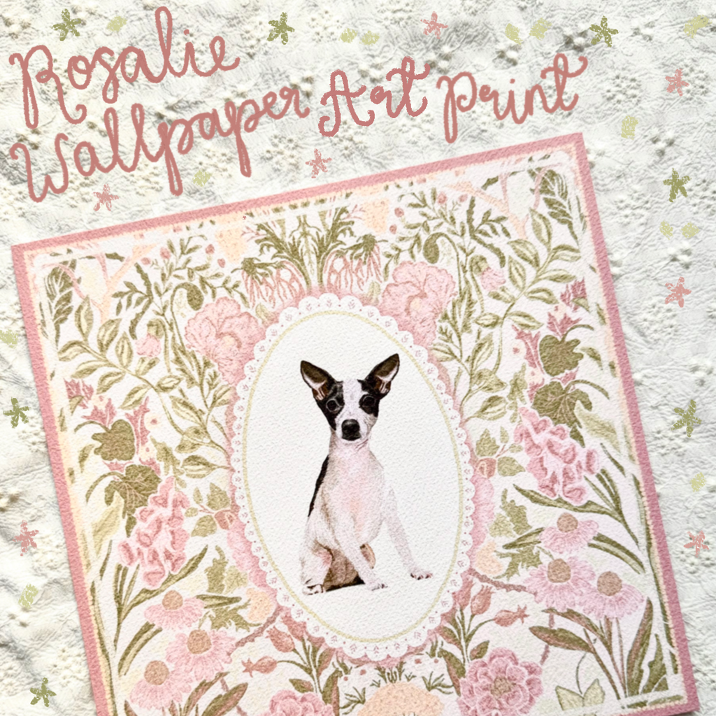 "Rosalie Wallpaper" Black & White Smooth-Haired Chihuahua Art Print