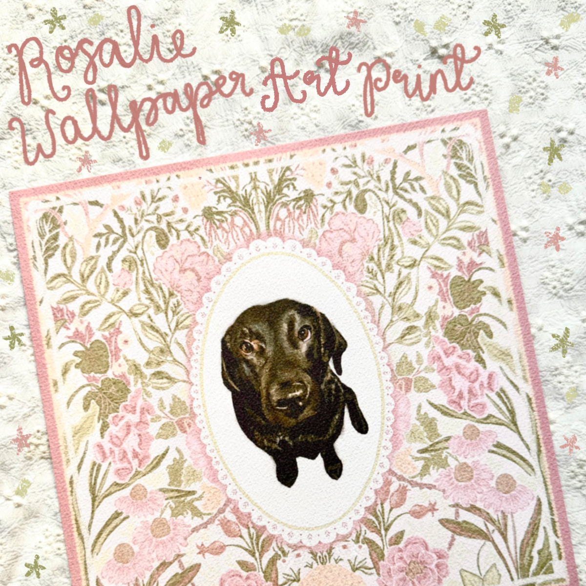 "Rosalie Wallpaper" Black Labrador Retriever Art Print