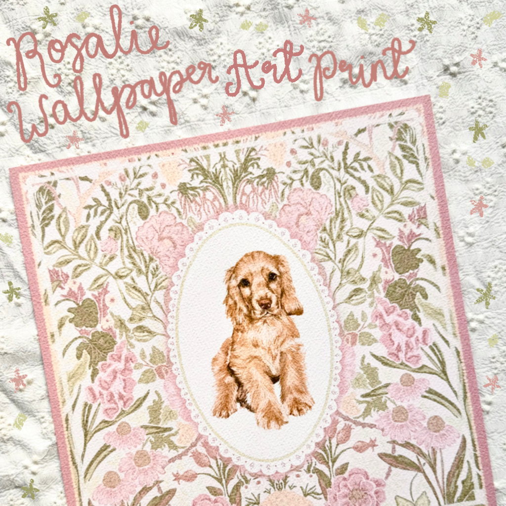 "Rosalie Wallpaper" Golden English Cocker Spaniel Art Print