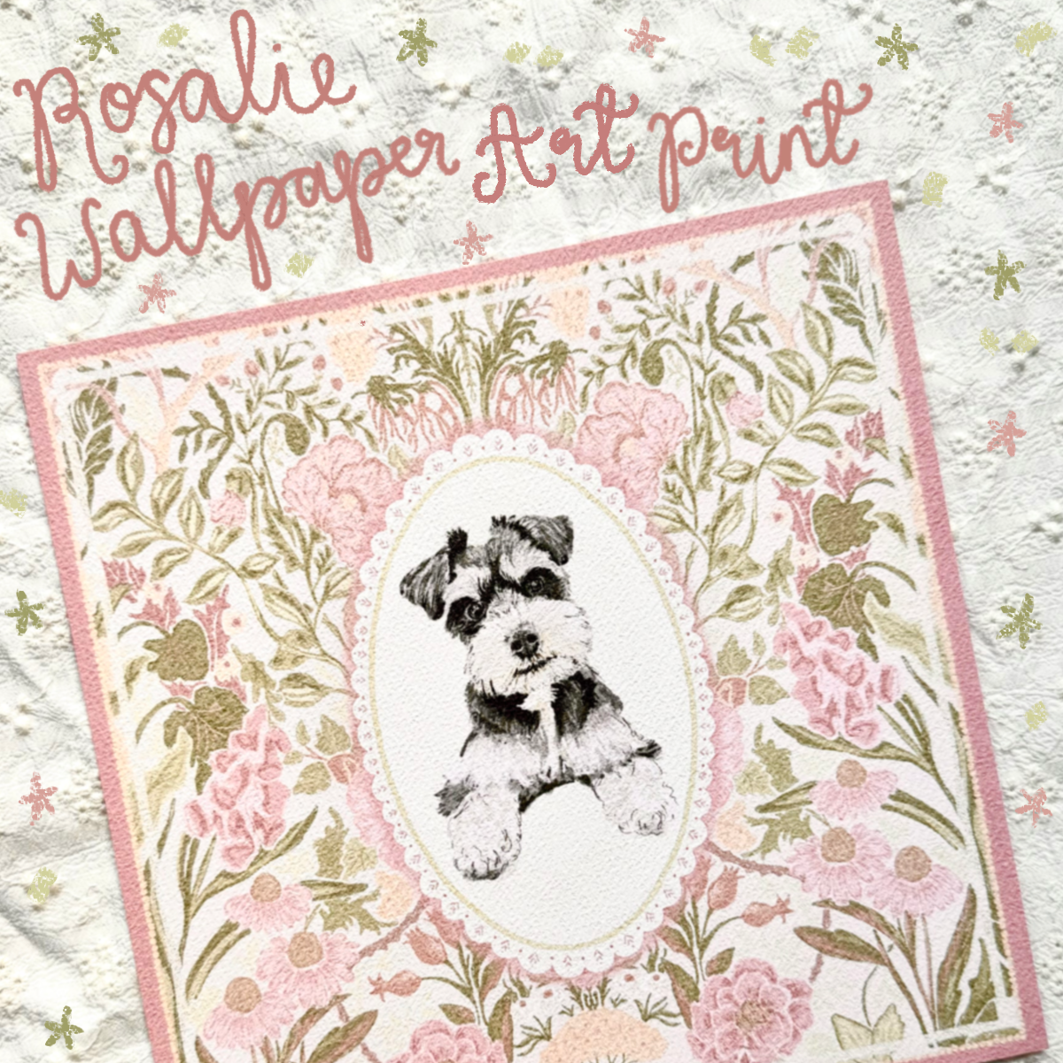 "Rosalie Wallpaper" Miniature Salt & Pepper Schnauzer Art Print