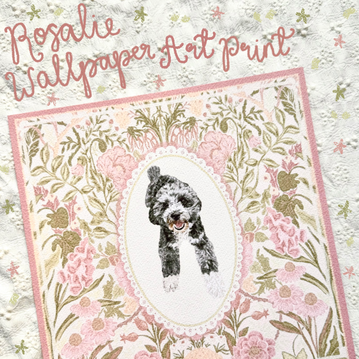 "Rosalie Wallpaper" Blue Merle Cockapoo Art Print