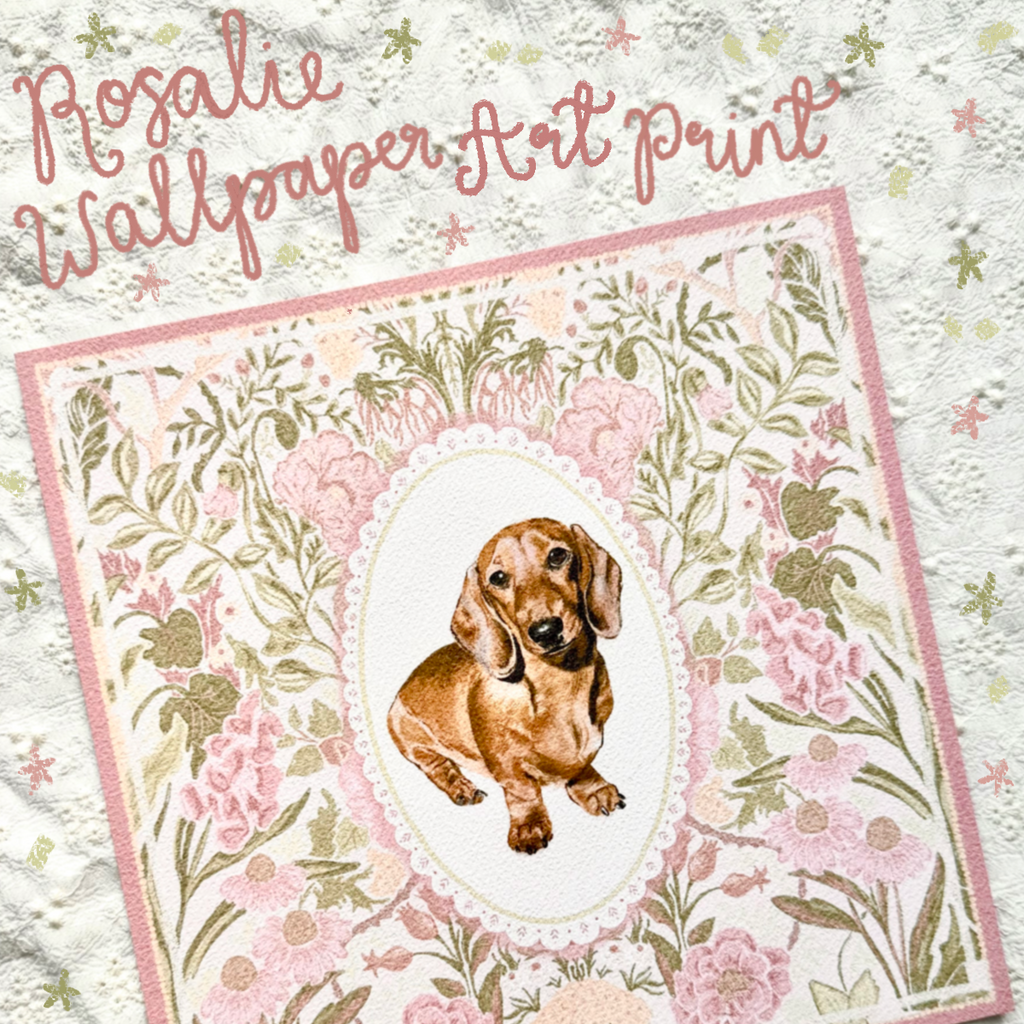 "Rosalie Wallpaper" Red Smooth-Haired Dachshund Art Print