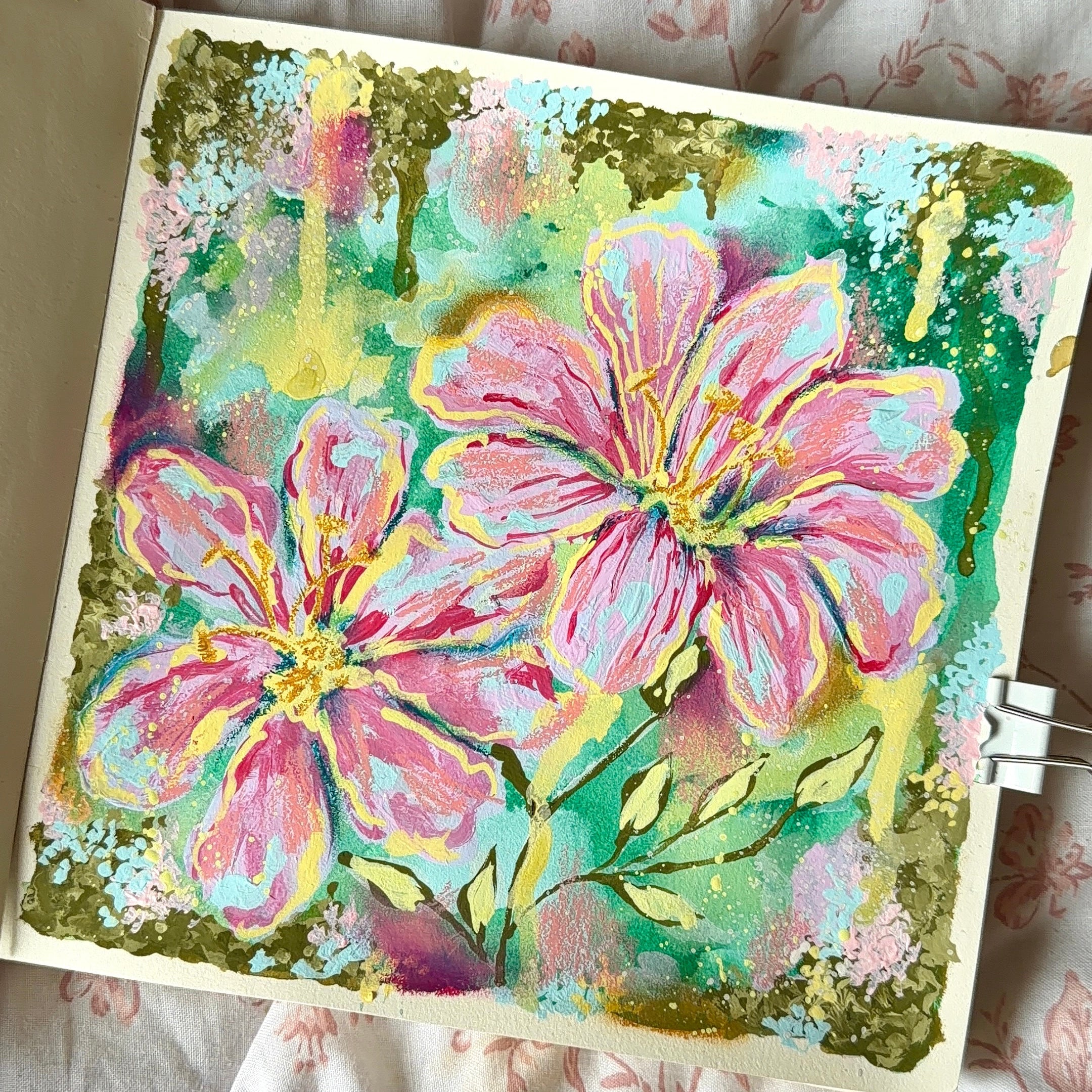 Cliff Maids (Lewisia Cotyledon) - Original Painting